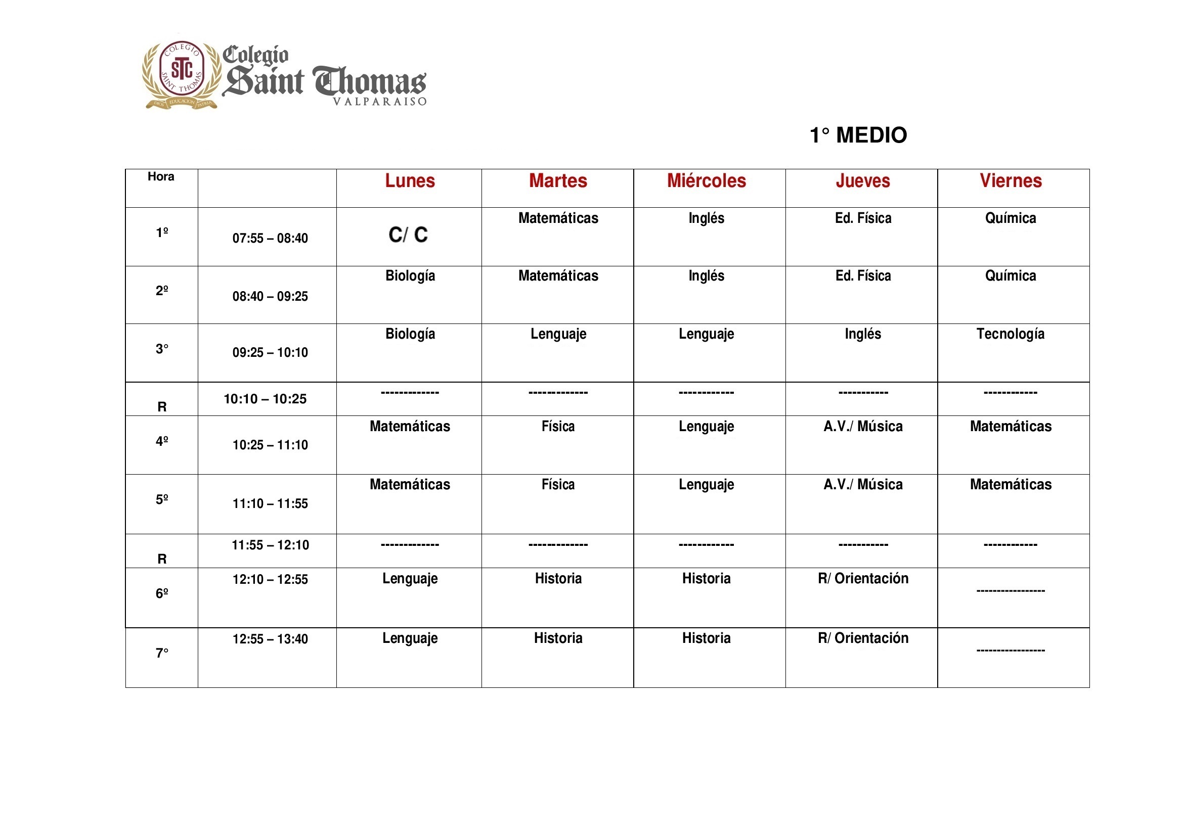 Horario I Medio